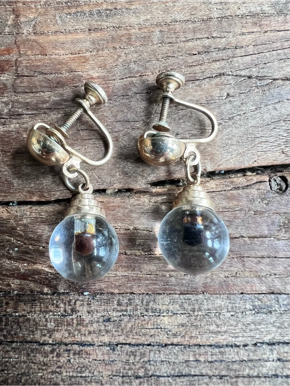 Vintage Egyptian Revival Beaded Gold Tone Drop Dangle Screw Back Earrings